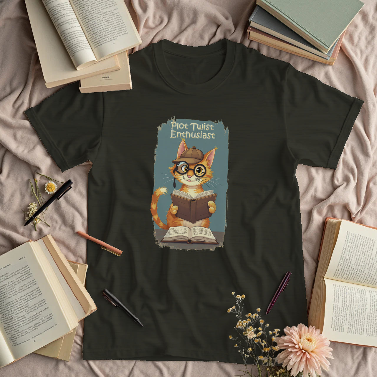 Plot Twist Enthusiast - Cute Reading Cat