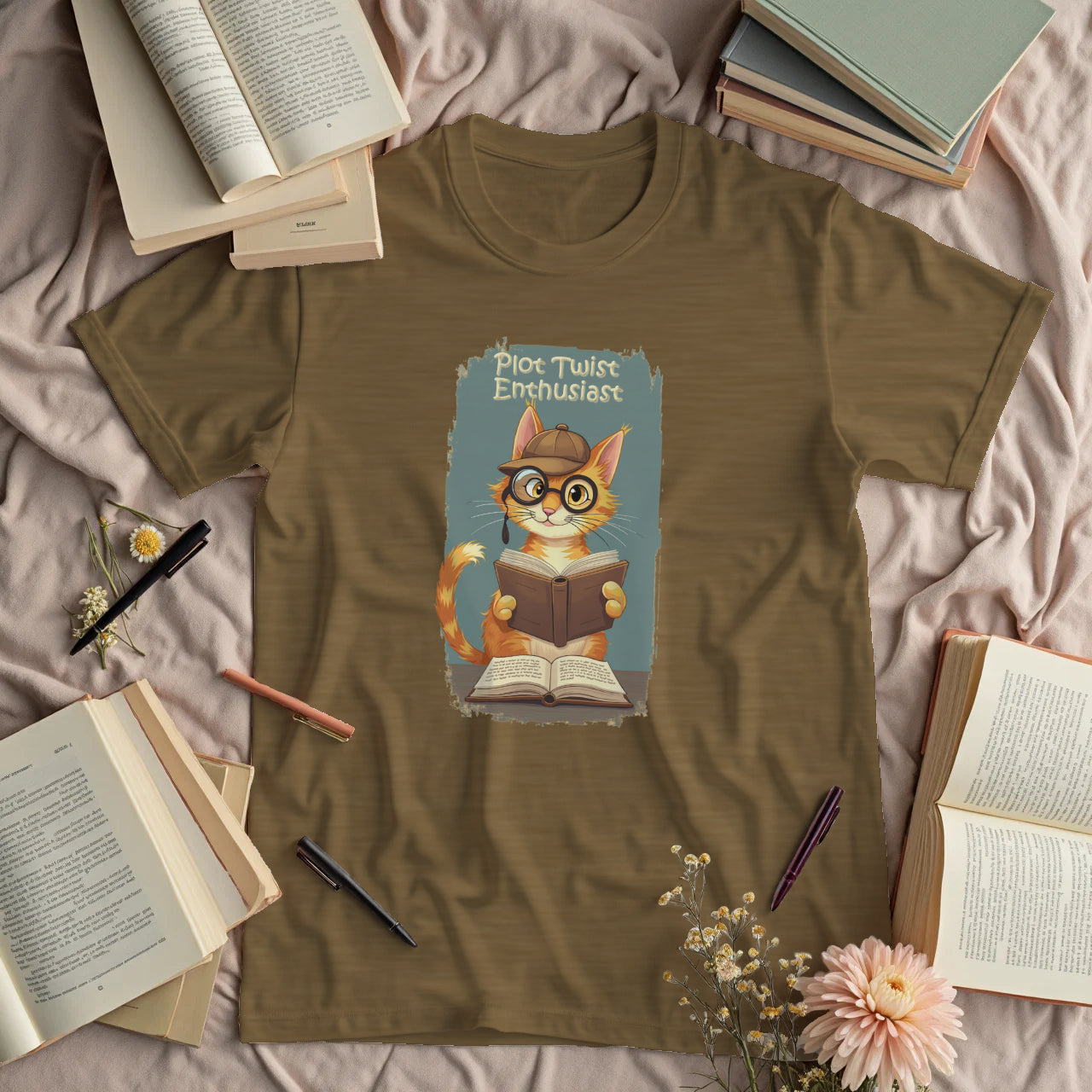Plot Twist Enthusiast - Cute Reading Cat