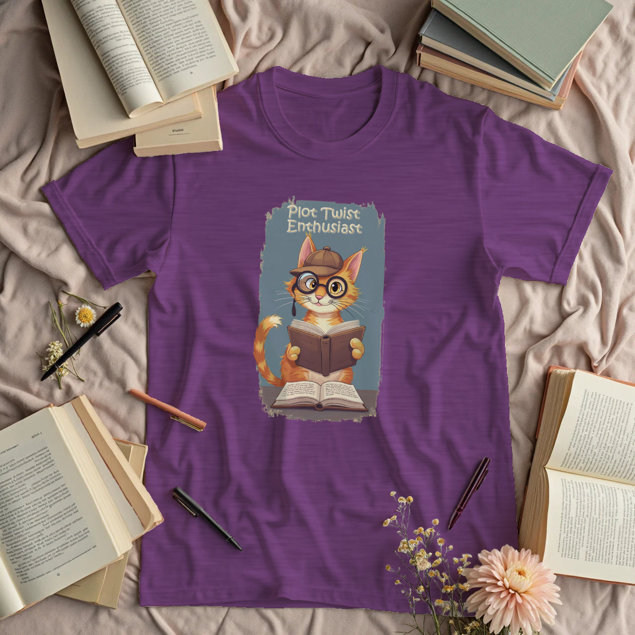 Plot Twist Enthusiast - Cute Reading Cat