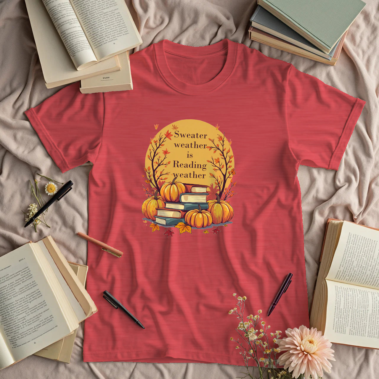 Sweater Weather is Reading Weather - Autumn Pumpkins