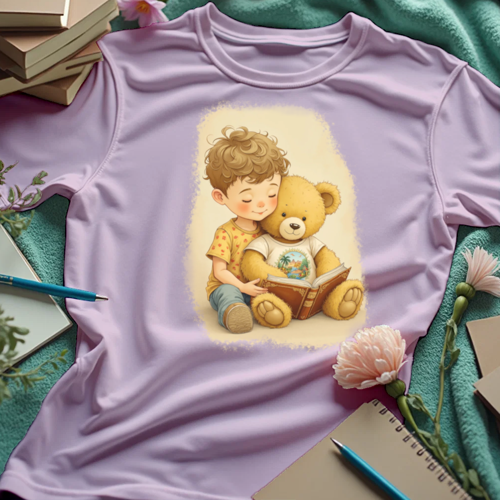 Cute Boy Reading To His Teddy Bear