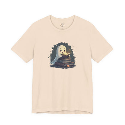 Cute Ghost with a Stack of Books