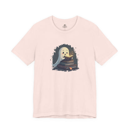 Cute Ghost with a Stack of Books