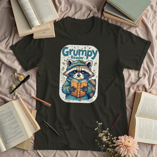 Grumpy Reader - Raccoon