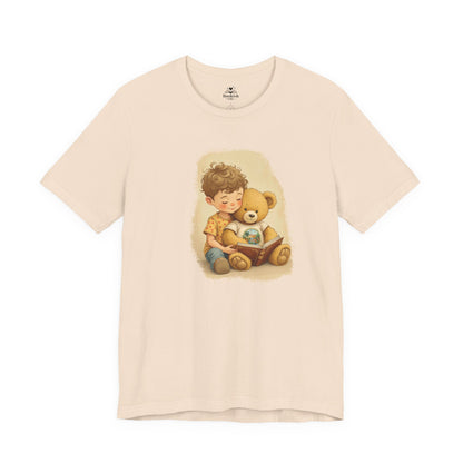 Cute Boy Reading To His Teddy Bear