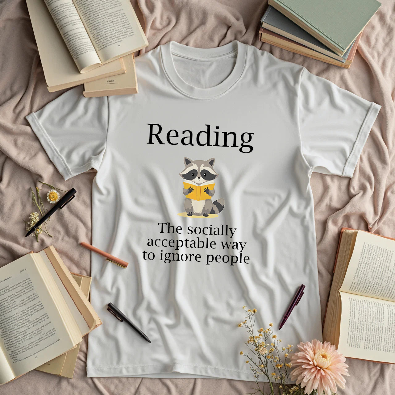 Reading. The Socially Acceptable Way To Ignore People - Raccoon