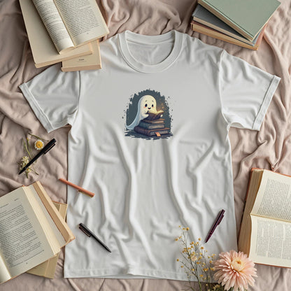 Cute Ghost with a Stack of Books