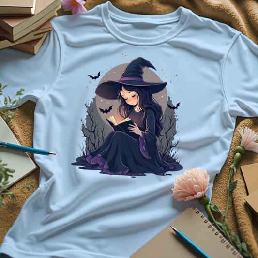 Witch Reading Under a Full Moon