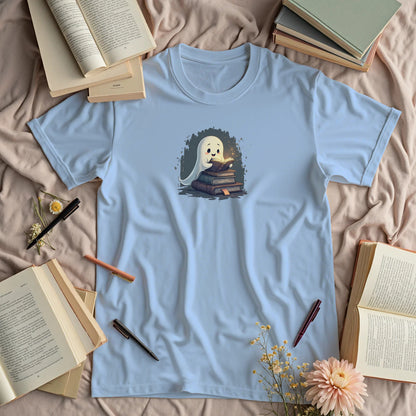 Cute Ghost with a Stack of Books