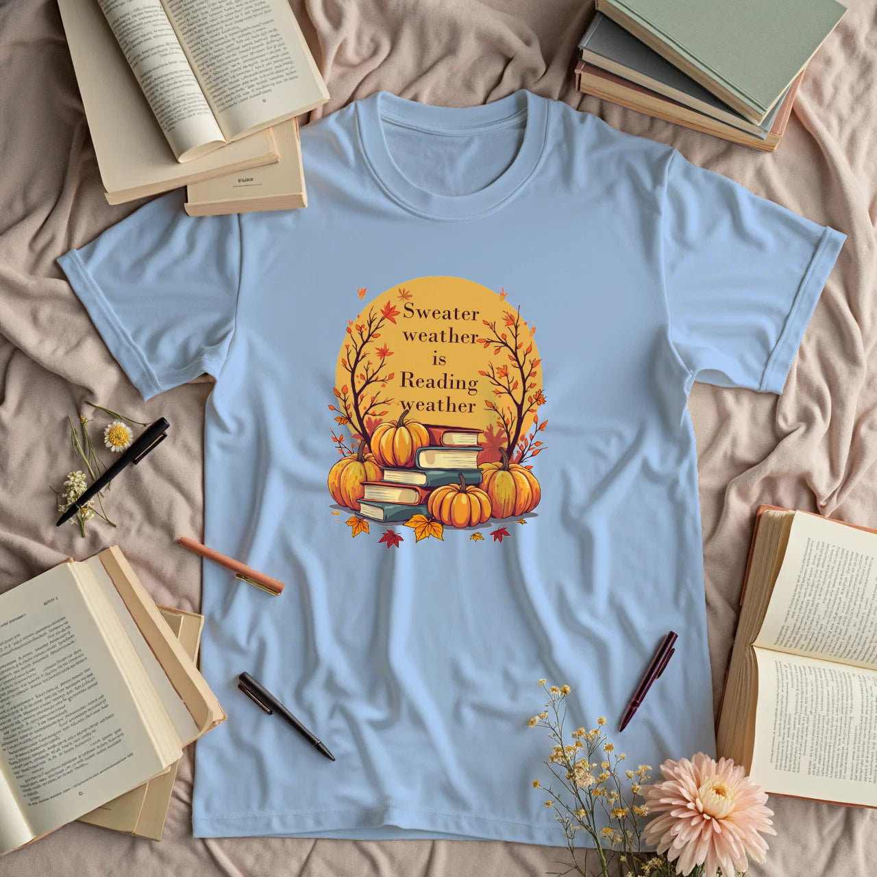 Sweater Weather is Reading Weather - Autumn Pumpkins