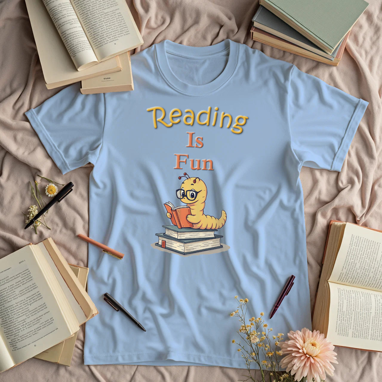 Reading Is Fun - Cute Bookworm