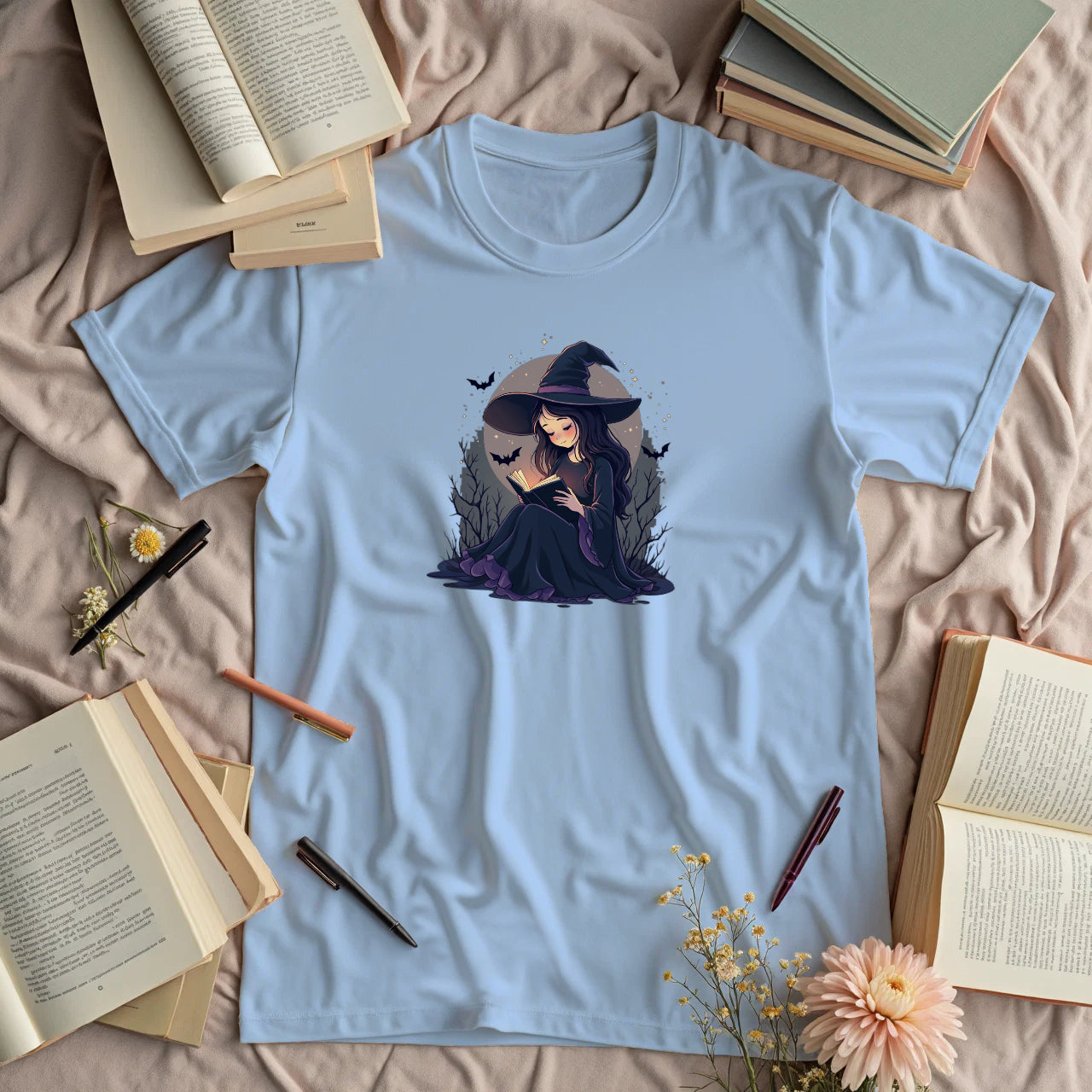 Witch Reading Under a Full Moon