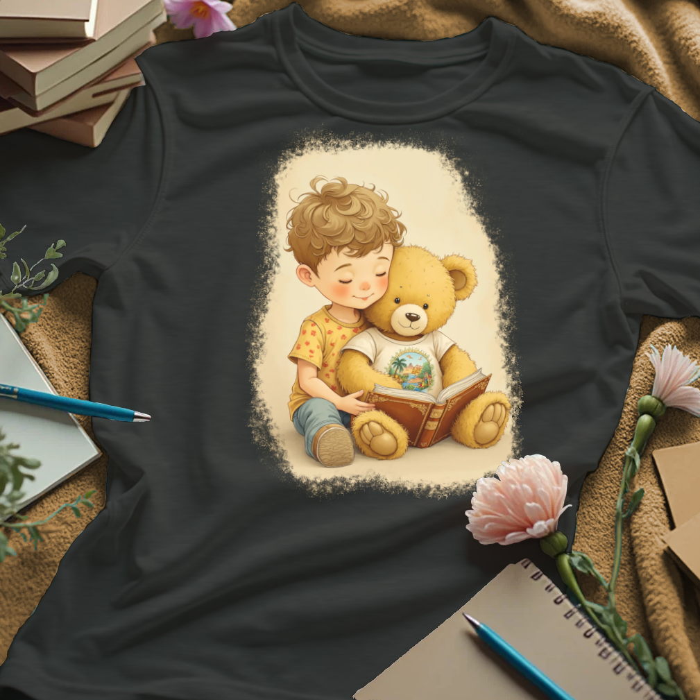 Cute Boy Reading To His Teddy Bear