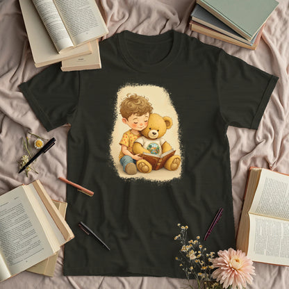 Cute Boy Reading To His Teddy Bear