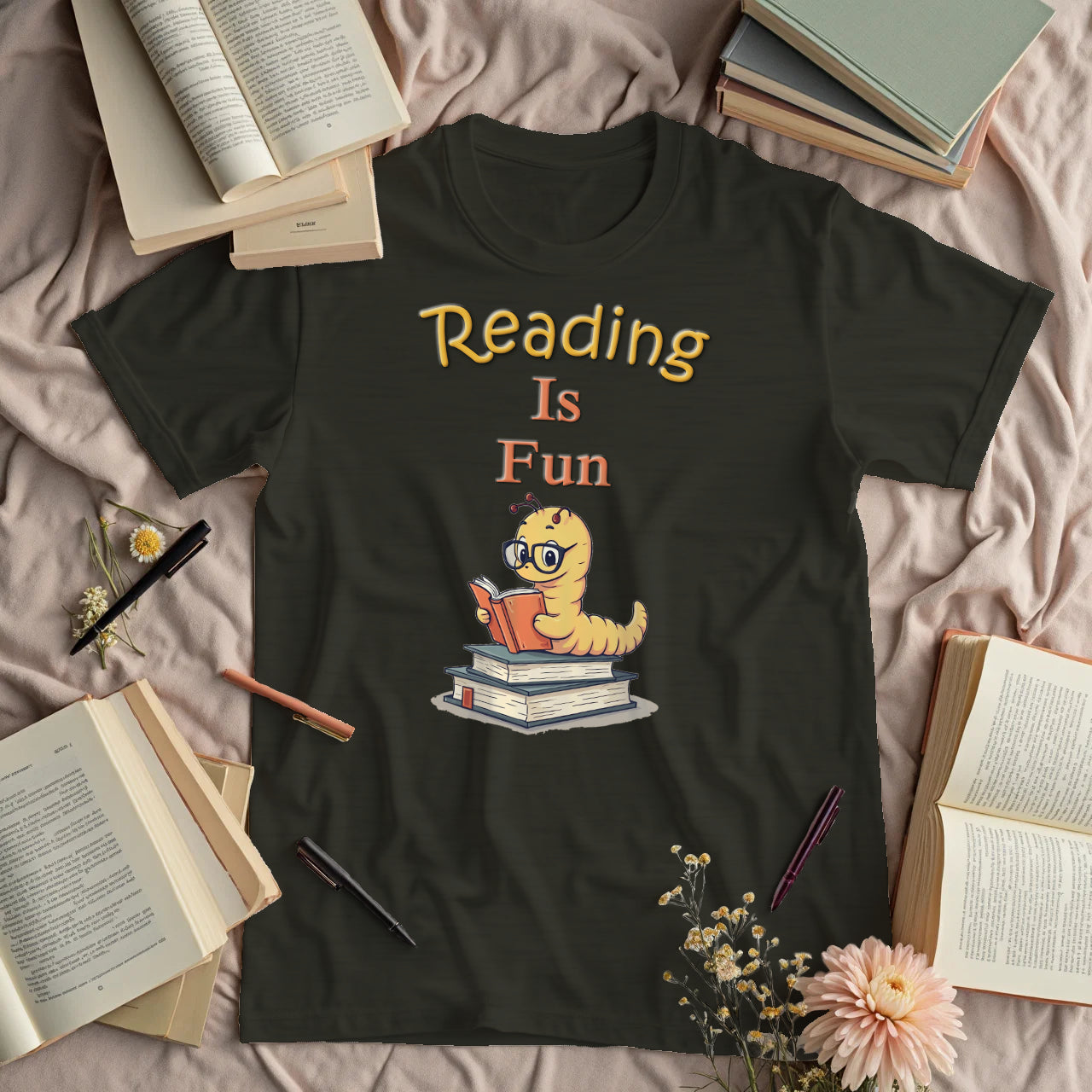Reading Is Fun - Cute Bookworm