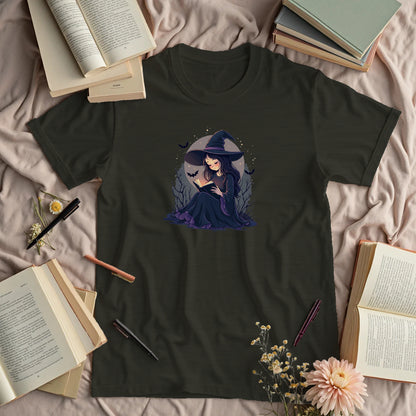Witch Reading Under a Full Moon