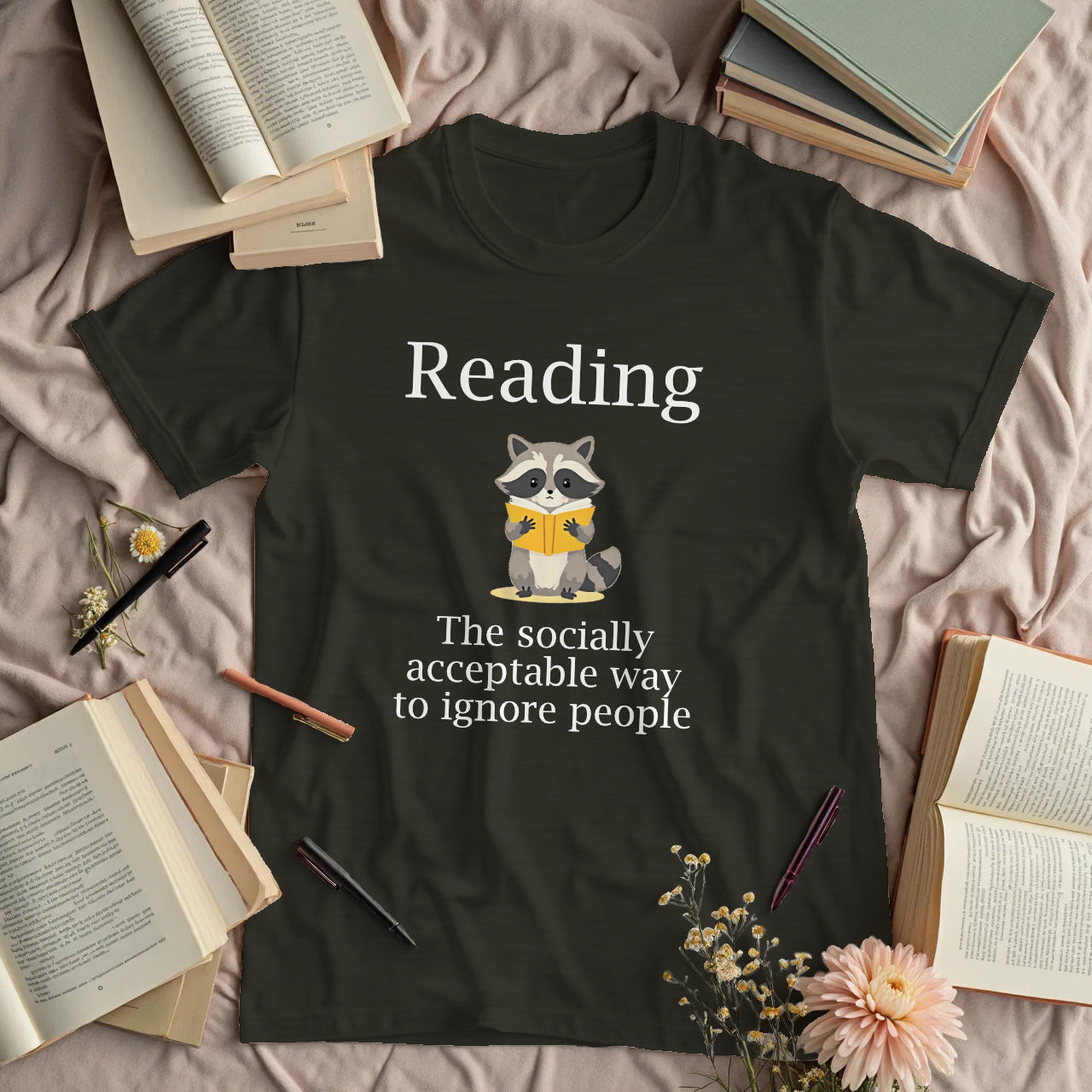 Reading. The Socially Acceptable Way To Ignore People - Raccoon