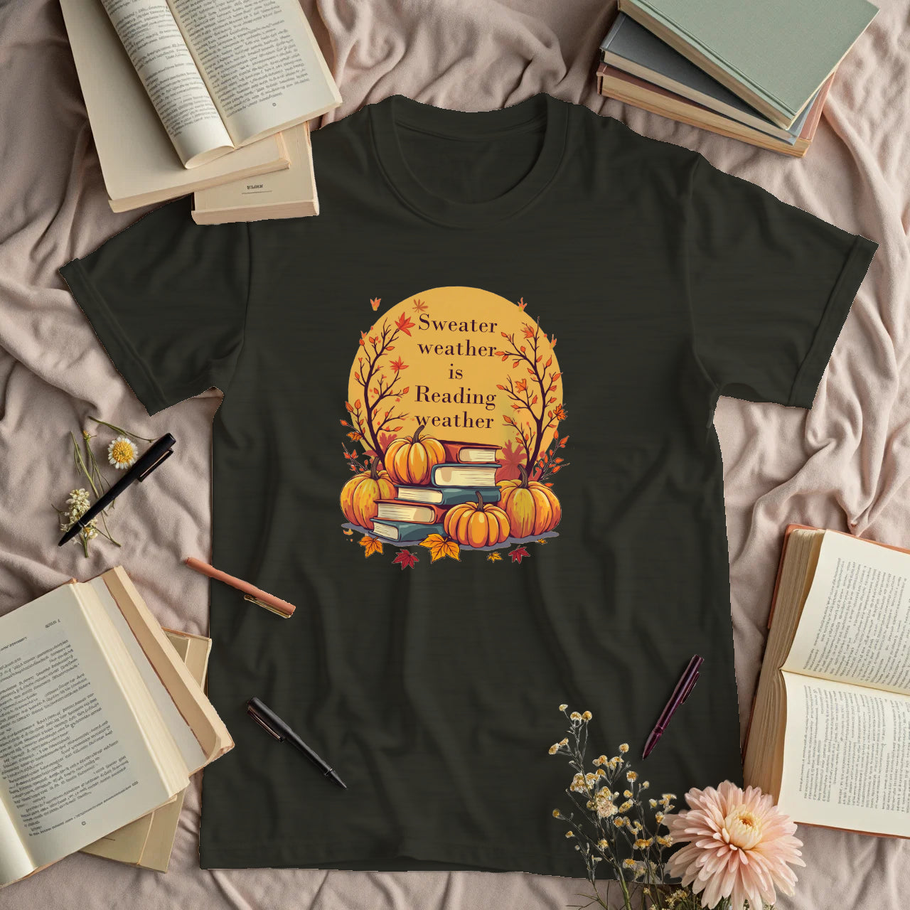 Sweater Weather is Reading Weather - Autumn Pumpkins