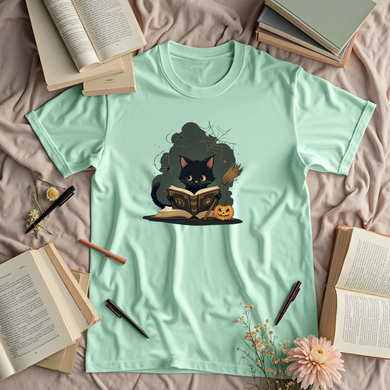 Cute Cat Reader - Jack O' Lantern