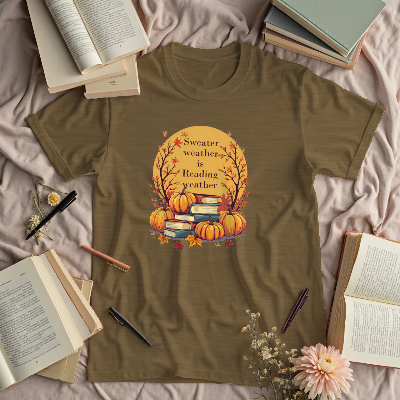 Sweater Weather is Reading Weather - Autumn Pumpkins