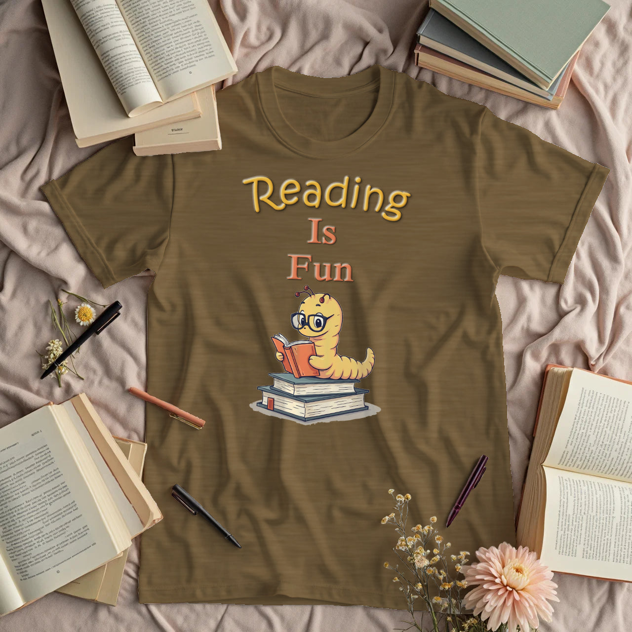 Reading Is Fun - Cute Bookworm