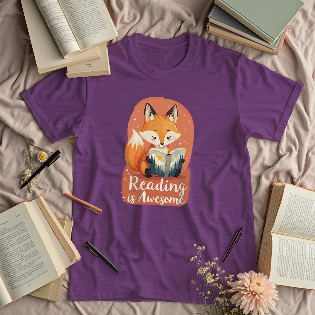 Reading Is Awesome - Cute Fox
