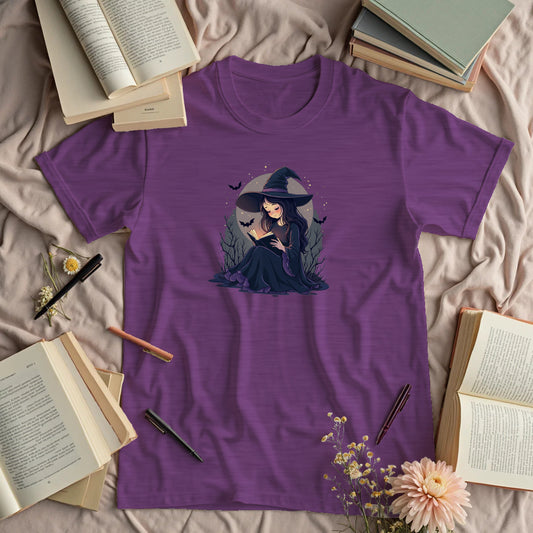 Witch Reading Under a Full Moon