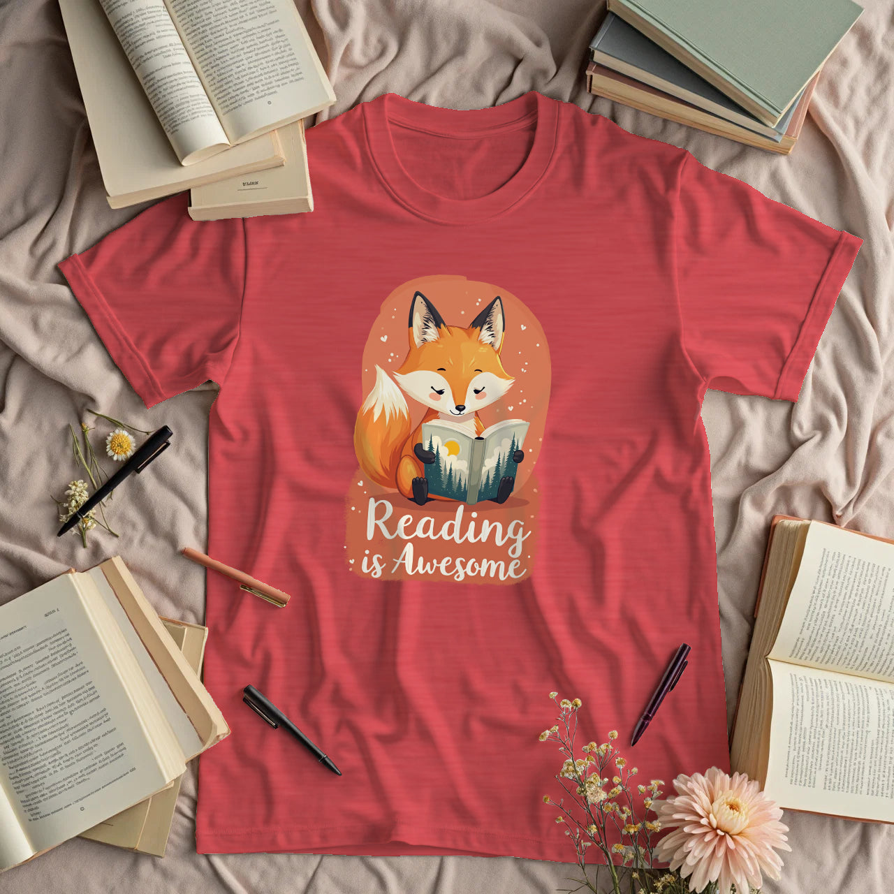 Reading Is Awesome - Cute Fox
