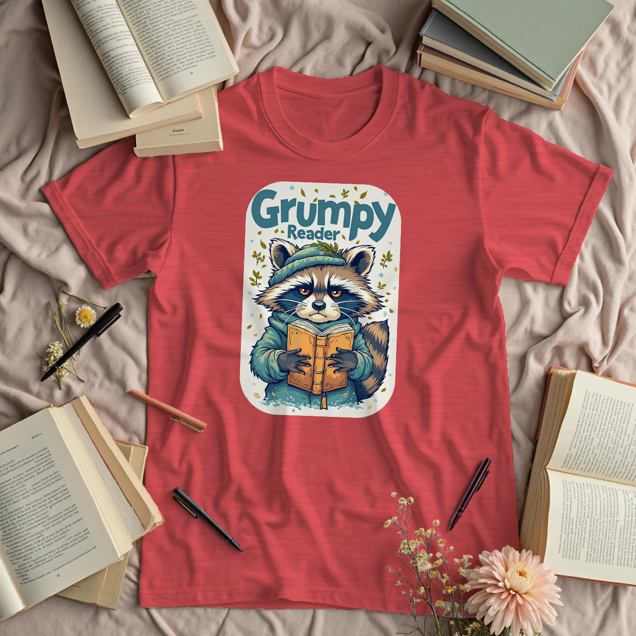 Grumpy Reader - Raccoon
