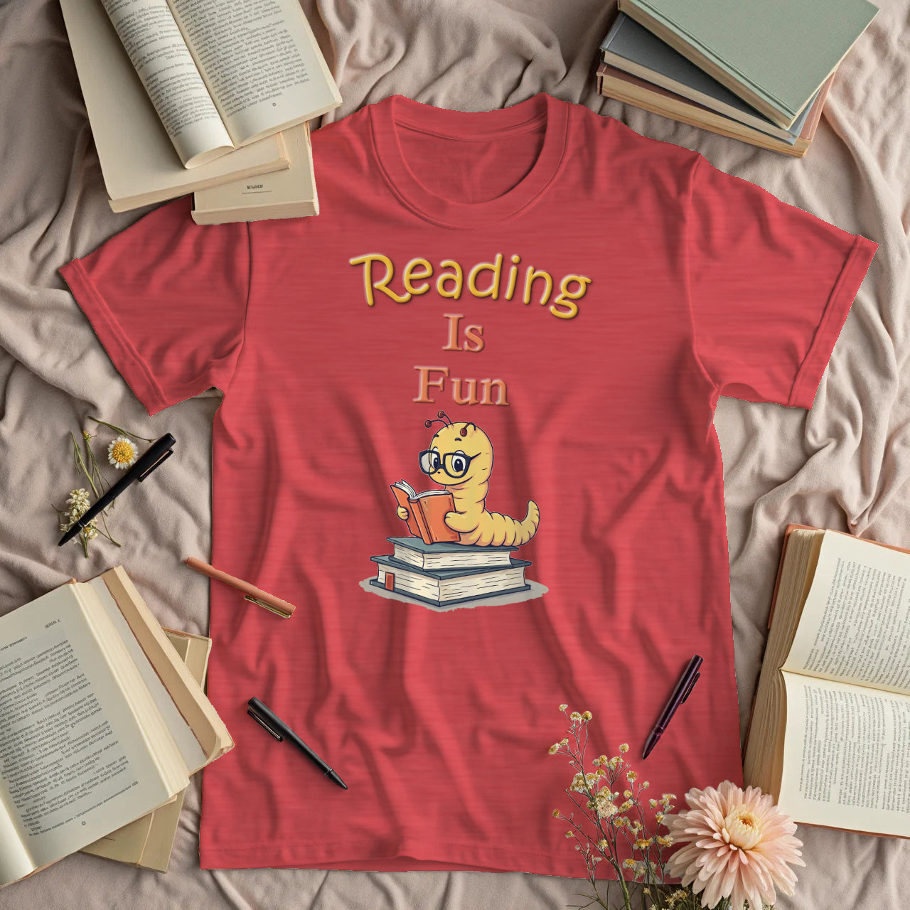 Reading Is Fun - Cute Bookworm