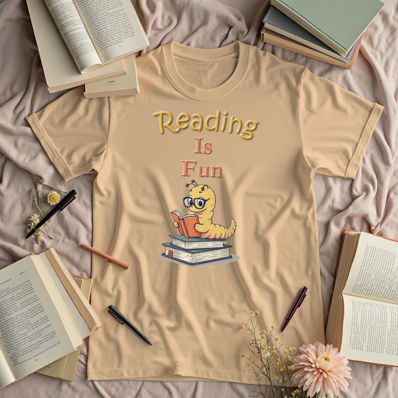 Reading Is Fun - Cute Bookworm