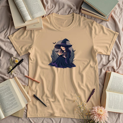Witch Reading Under a Full Moon