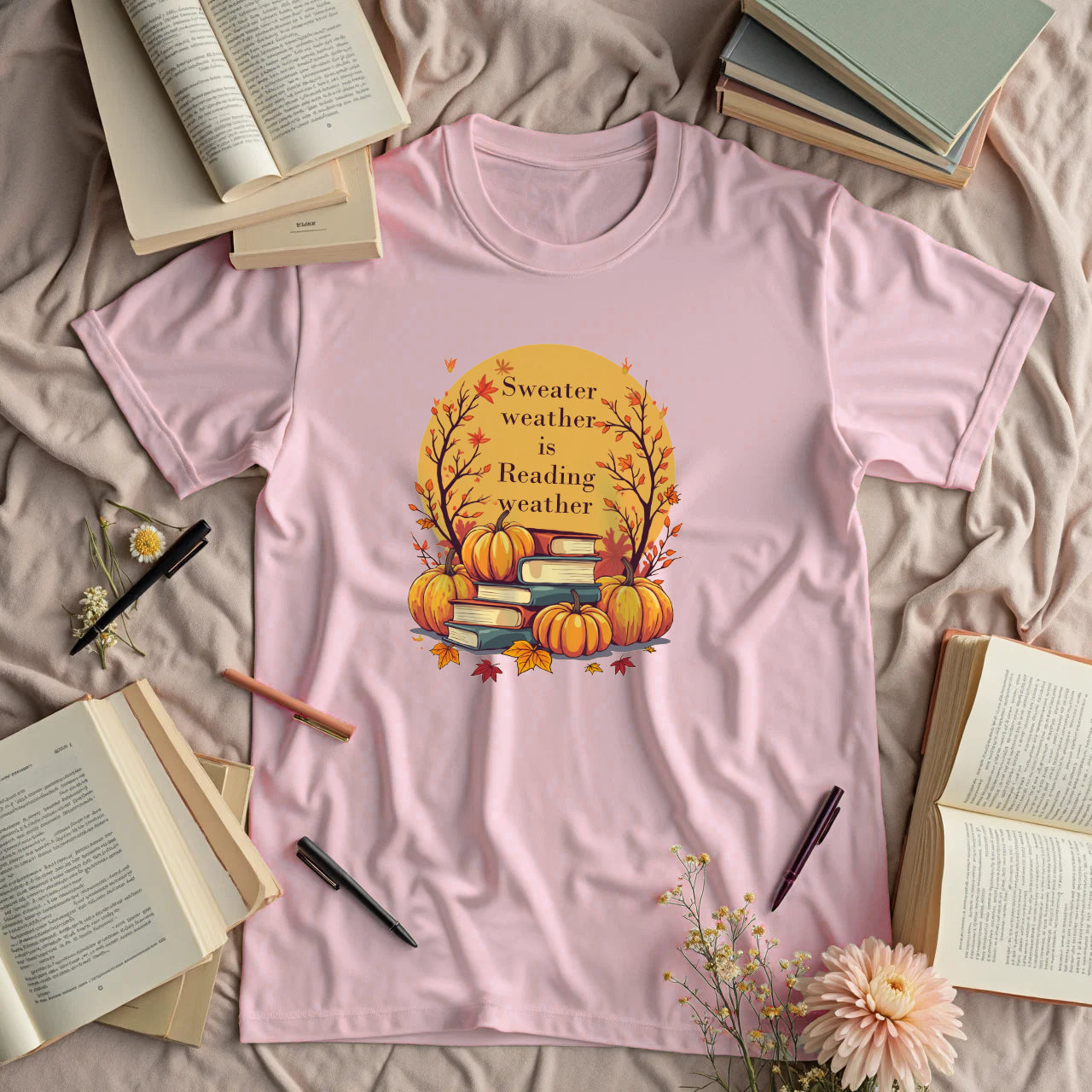 Sweater Weather is Reading Weather - Autumn Pumpkins