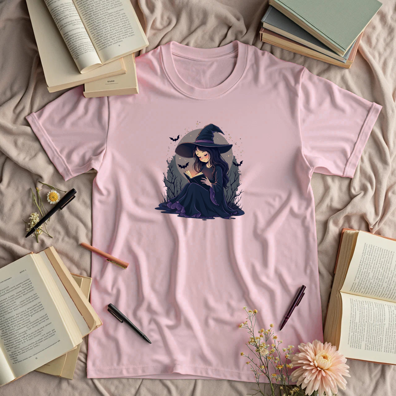 Witch Reading Under a Full Moon
