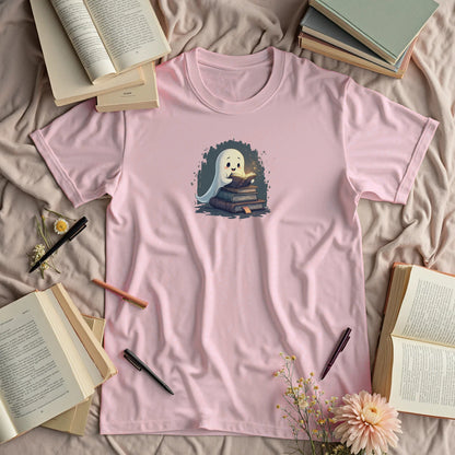 Cute Ghost with a Stack of Books