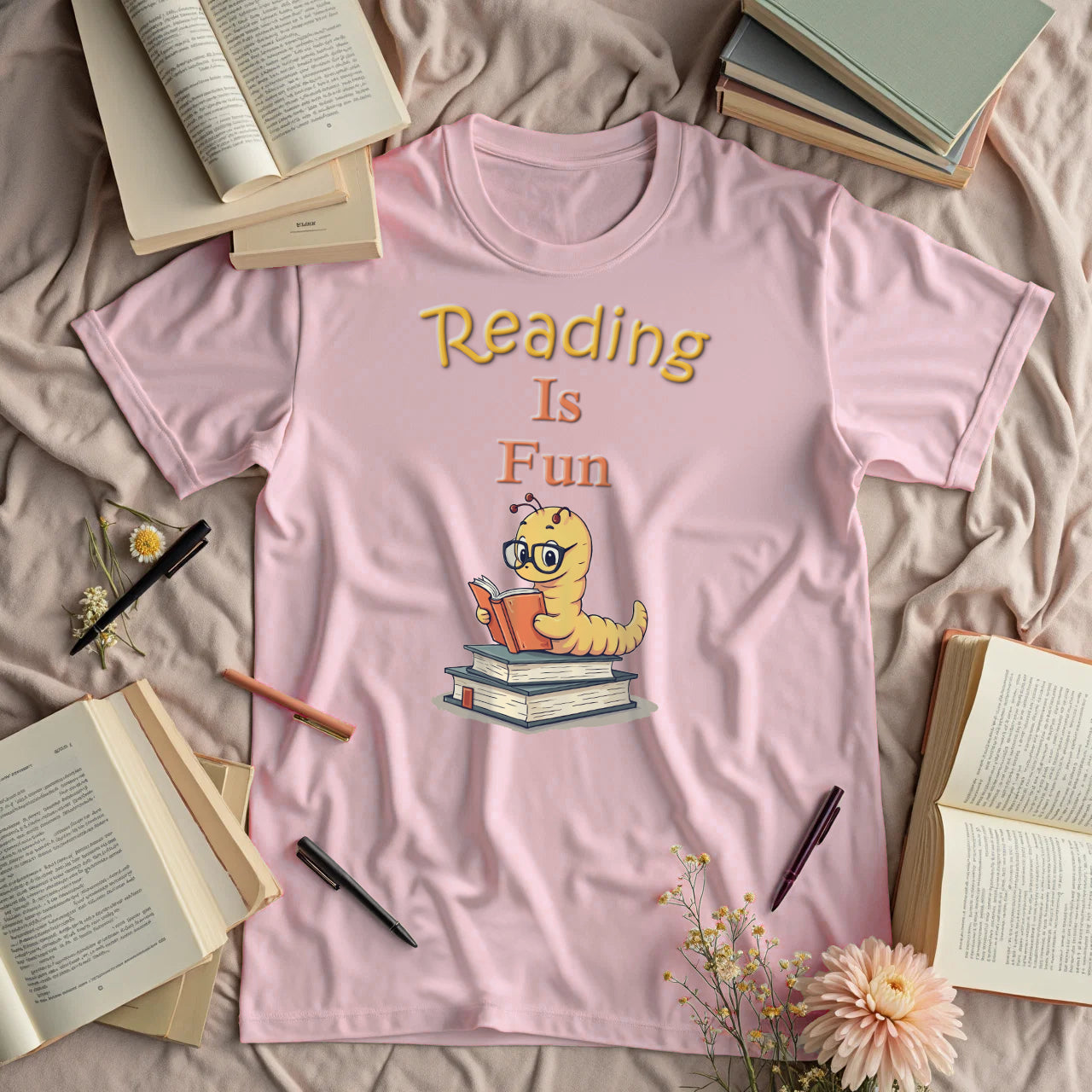 Reading Is Fun - Cute Bookworm